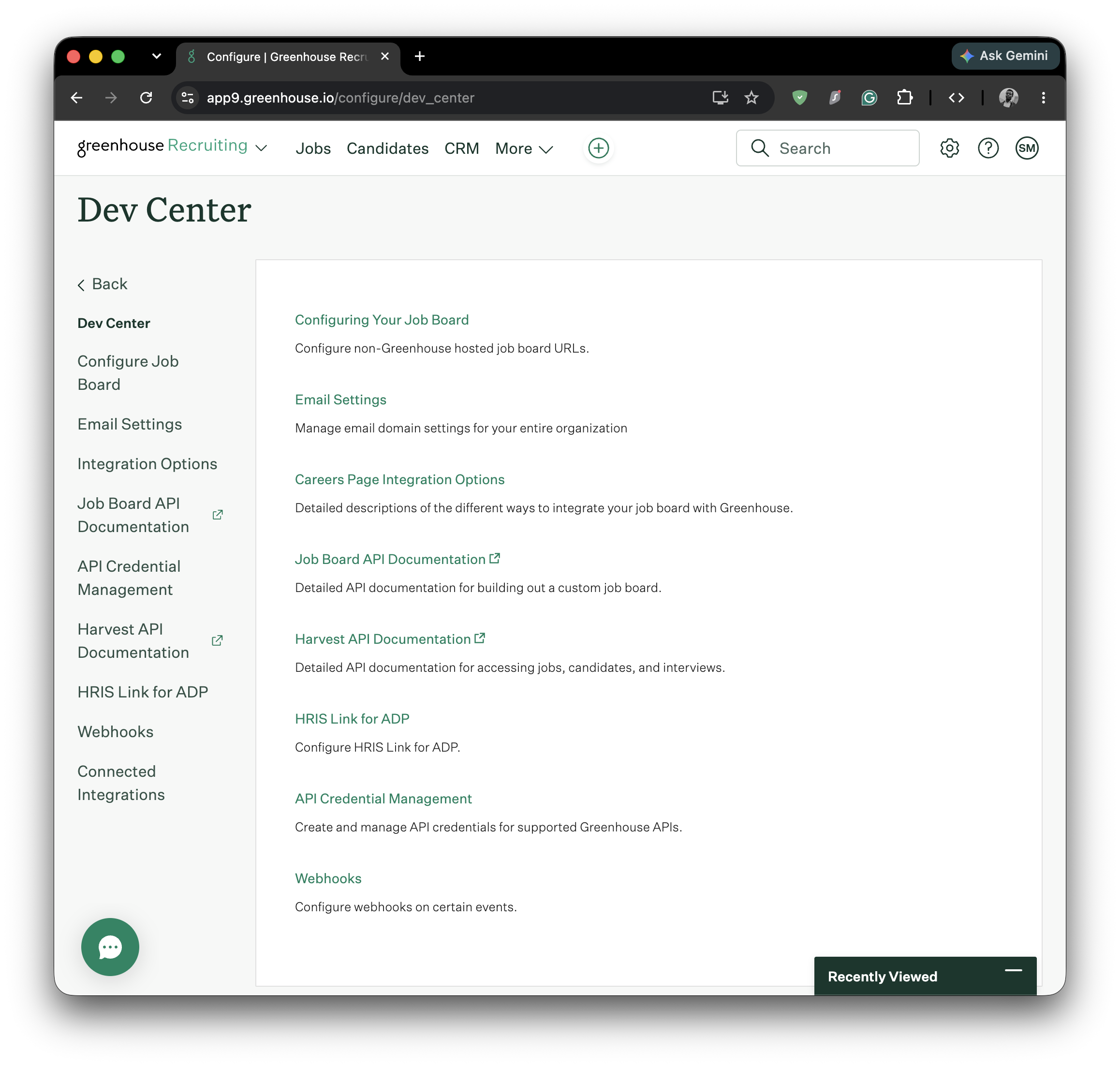 Greenhouse Dev Center