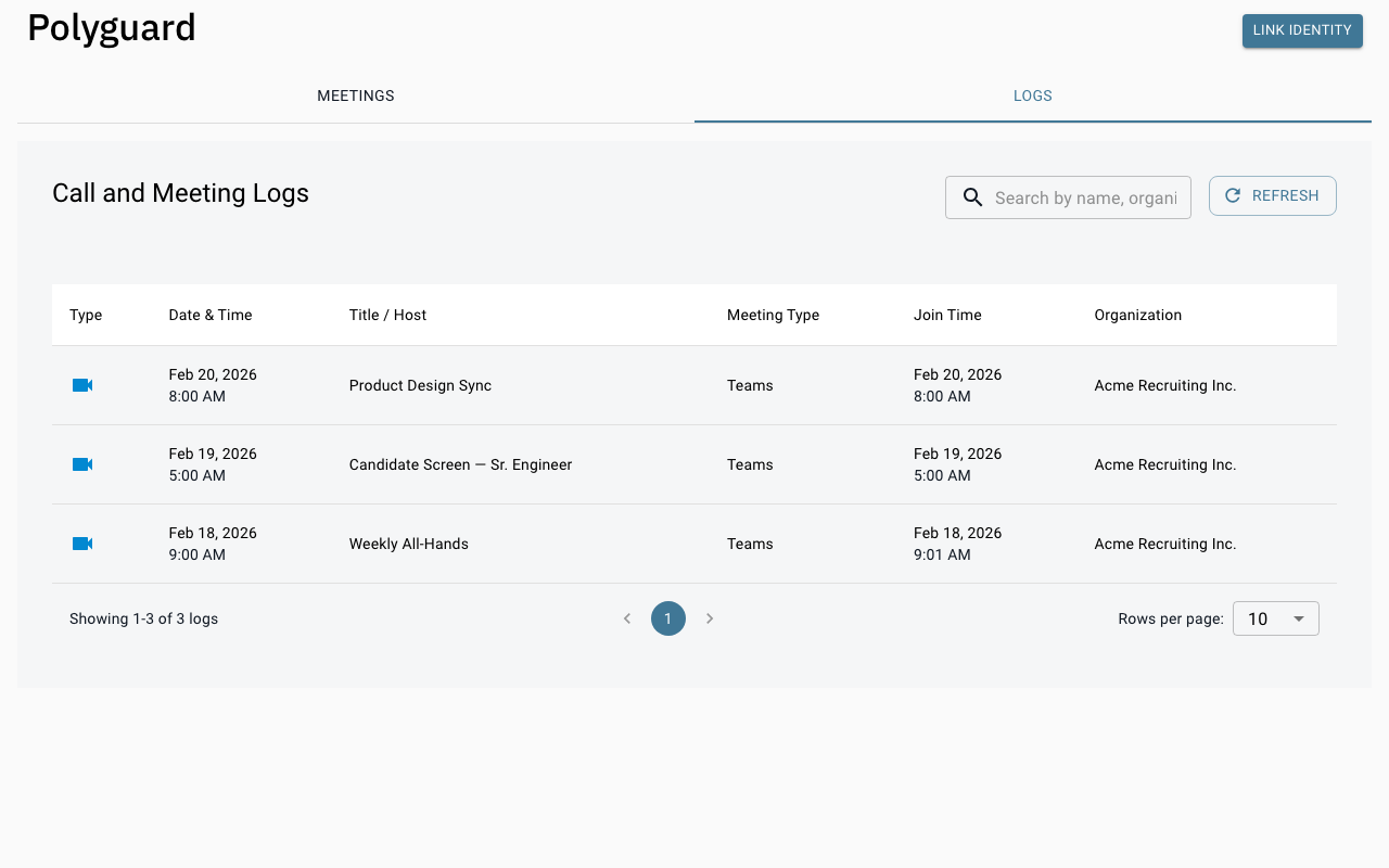 Polyguard activity in Teams tab